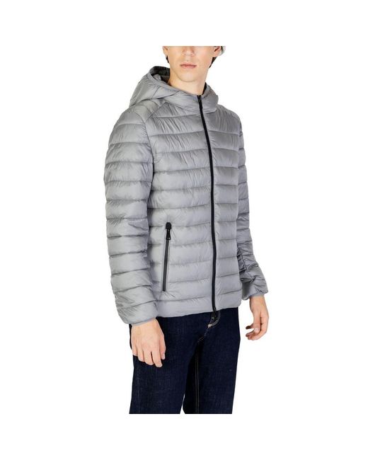 Gianni Lupo Gray Polyamide Coat for men