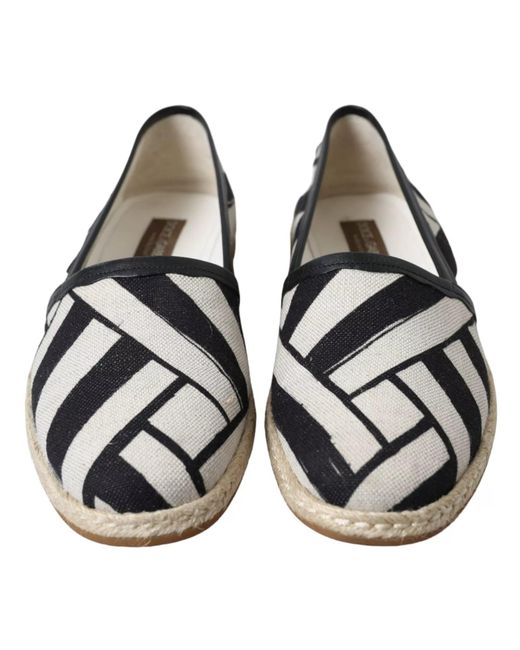 Dolce & Gabbana Black Stripes Slip On Espadrille Shoes for men