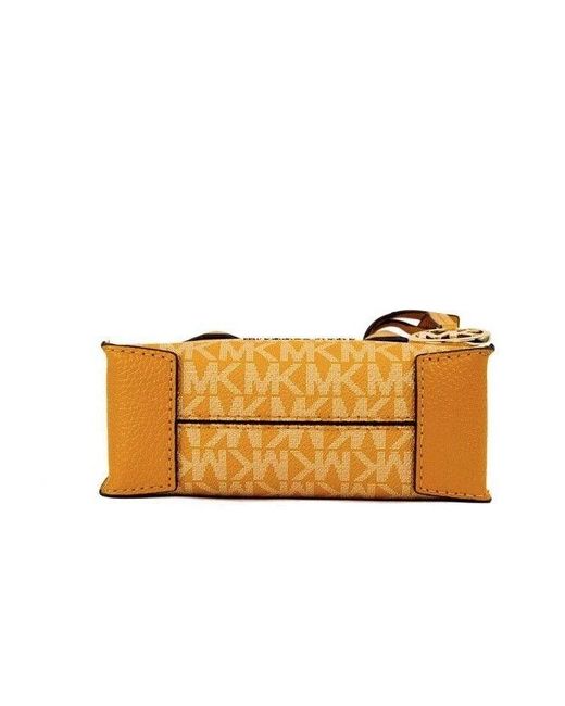 Michael Kors Metallic Mercer Xs Honeycomb Gold Signature Pvc North South Shopper Crossbody Bag