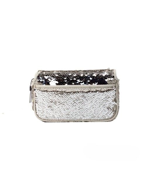 Marc Jacobs Gray The Mini J Shoulder Bag Cream Sequined Crossbody Leather