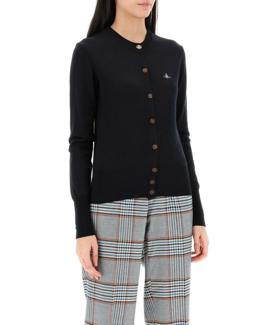 Vivienne Westwood Black Bea Cardigan With Embroidered Logo