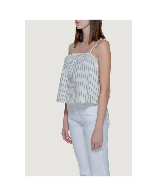 Vero Moda Blue Beige Organic Cotton Tank Tops