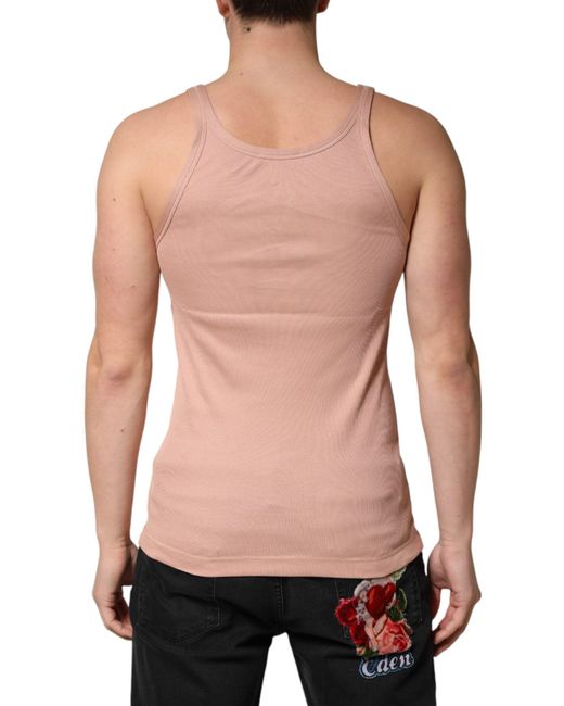 Dolce & Gabbana Multicolor Pink Sleeveless Round Neck Tank Top T for men