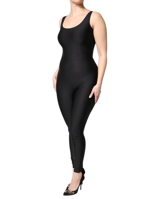 Dolce & Gabbana Black Sleeveless Bodycon Jumpsuit Dress