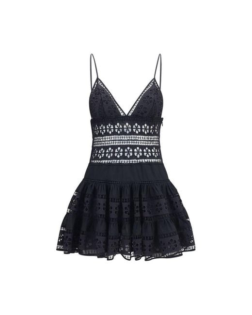 Charo Ruiz Blue Black Cotton Casual Dress