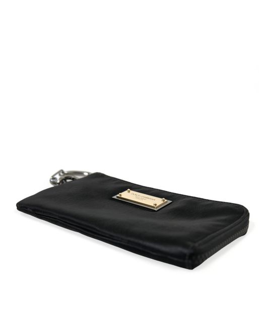 Dolce & Gabbana Black Chic Nylon-Leather Designer Pouch