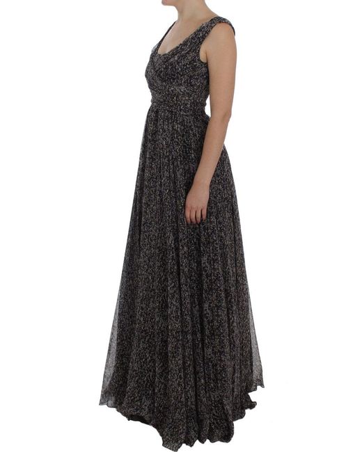 Dolce & Gabbana Black Dark Silk Shift Gown Full Length Dress