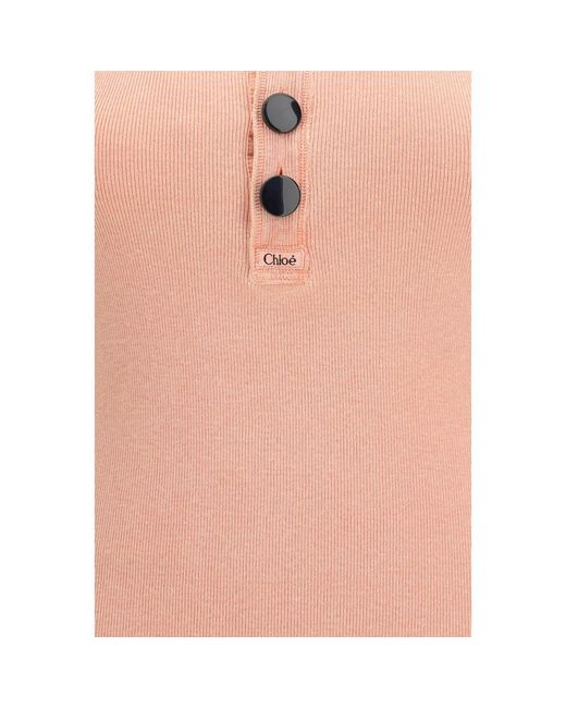 Chloé Pink Cotton Sleeveles T-Shirt