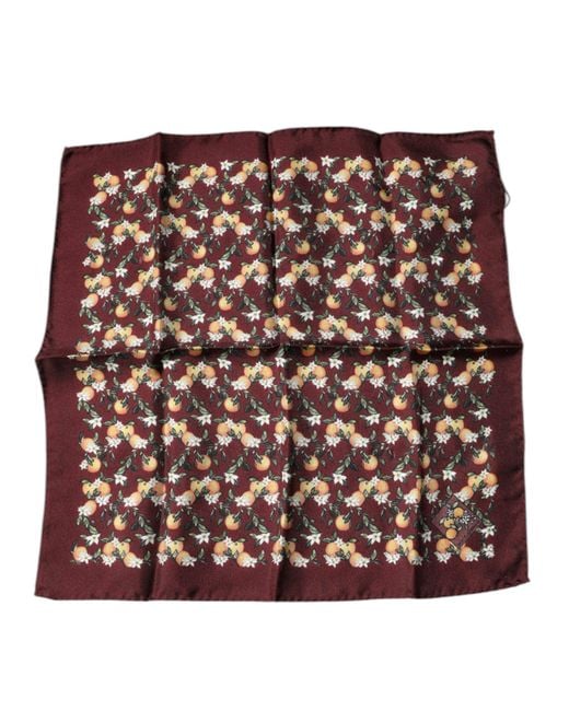 Dolce & Gabbana Purple Oranges Silk Square Handkerchief Scarf for men