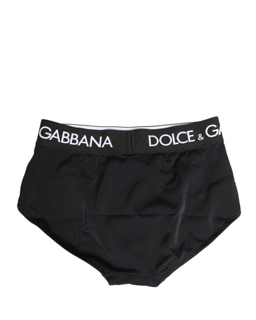 Dolce & Gabbana Black Logo Waistband Coulotte Panty Underwear
