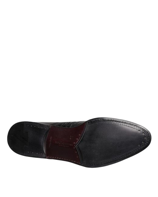 Dolce & Gabbana Black Leather Derby Wingtip Lace Up Formal Dress Shoes for men