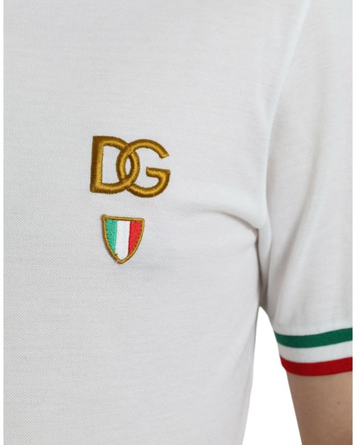 Dolce & Gabbana White Elegant Cotton Polo With Logo Detail for men