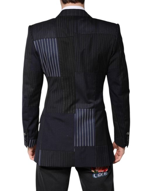 Dolce & Gabbana Blue Patchwork Jacket Coat Suit Blazer for men