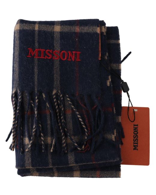 Missoni Black Checkered Neck Wrap Fringes Scarf