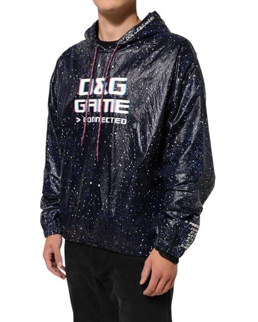 Dolce & Gabbana Blue D&g Game Hooded Men Sweatshirt Sweater for men