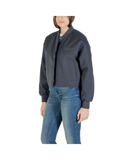 Calvin Klein Blue Gray Recycled Polyester Jackets & Coat