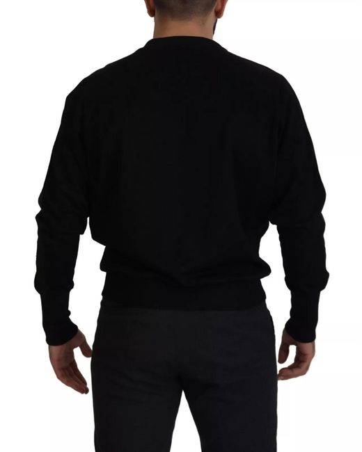 Dolce & Gabbana Black Cotton Crewneck Sweatshirt Sweater for men