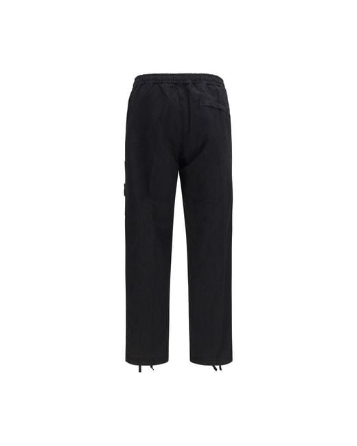 Stone Island Black Cotton Cargo Pants for men