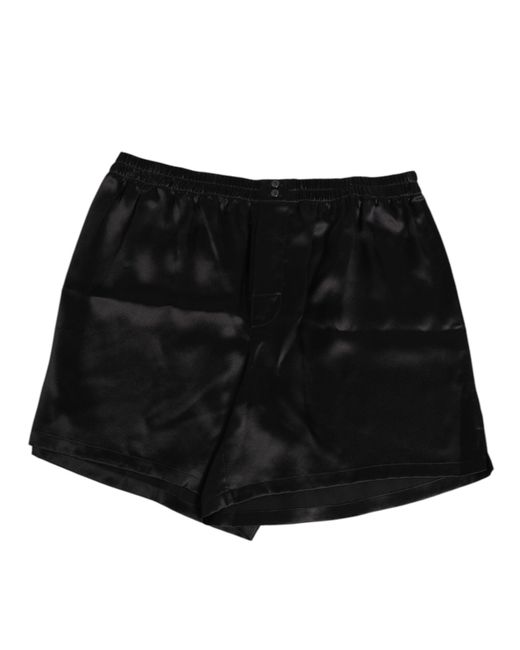 Dolce & Gabbana Black Silk Satin Elastic Men Boxer Short Swimwear for men