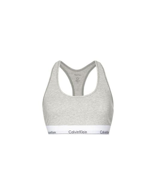 Calvin Klein White Gray Cotton Bra