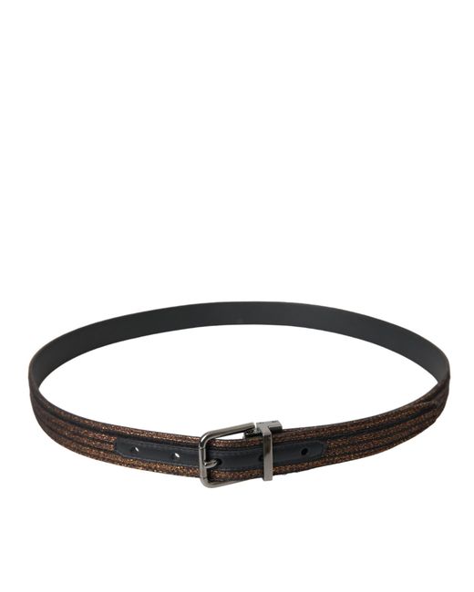 Dolce & Gabbana Black Jacquard Stripes Metal Buckle Belt