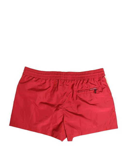 Dolce & Gabbana Red Polyester Drawstring Shorts Swimwear for men