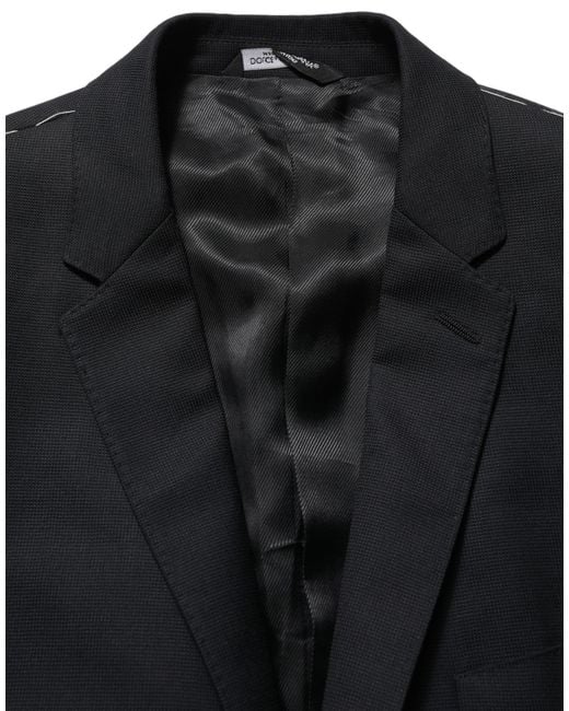 Dolce & Gabbana Black Dark Blue Wool Single Breasted Blazer Jacket for men