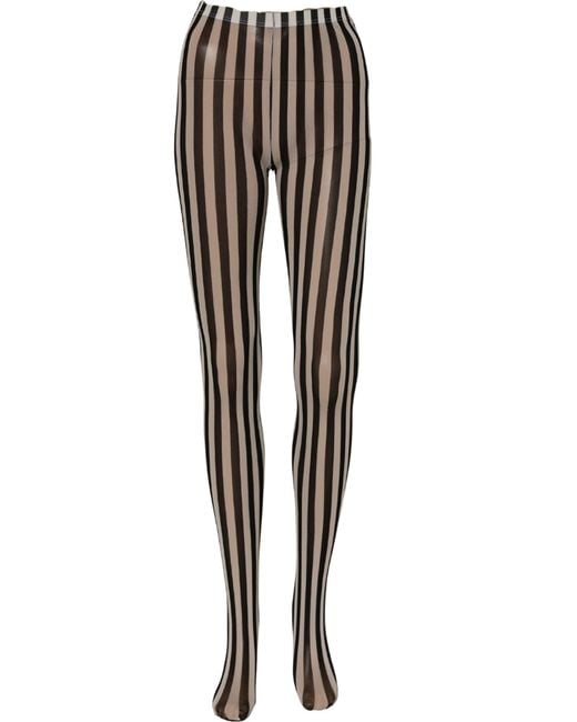 Dolce & Gabbana Black White Stripes Tights Stocking Pantyhose Socks
