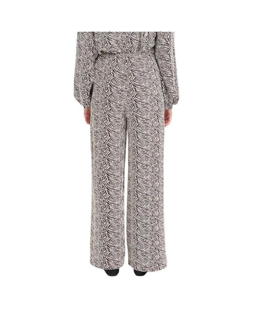 Ichi Gray Brown Polyester Casual Pants