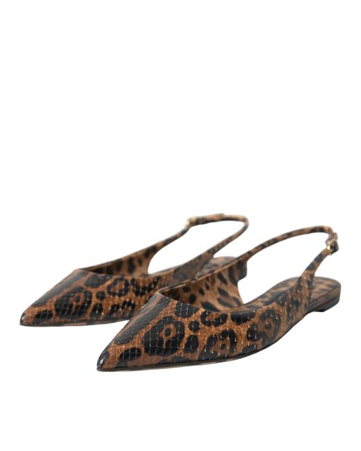 Dolce & Gabbana Brown Leopard Exotic Skin Slingback Shoes
