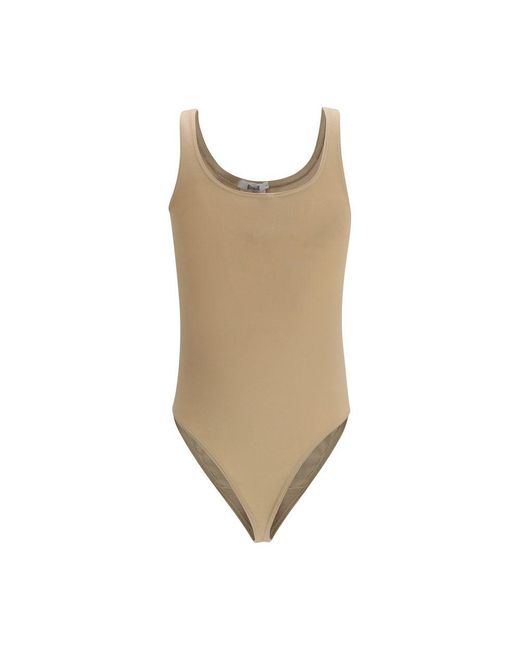 Wolford Brown Beige Cotton Bodysuit