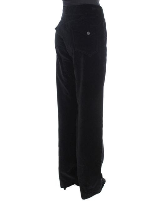 Ermanno Scervino Black Velvet Cotton Straight Legs Pants