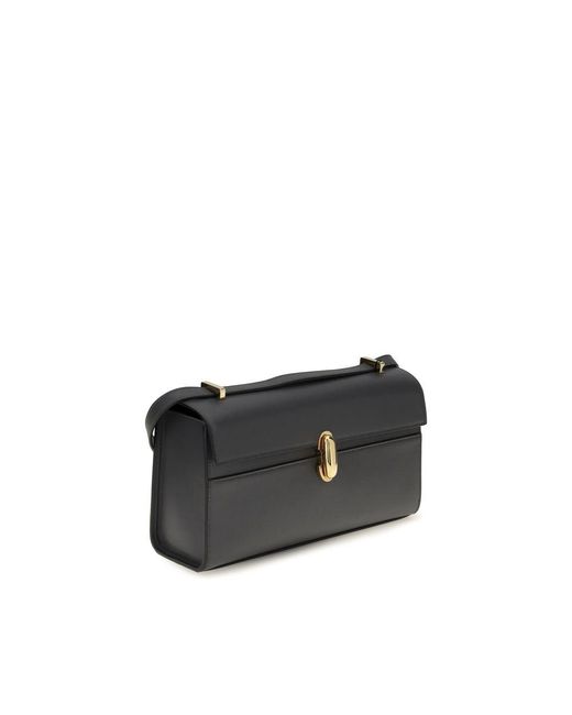 SAVETTE Black Gray Calf Leather Bos Taurus Shoulder Bag