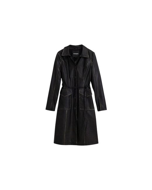 Desigual Black Polyethylene Coat