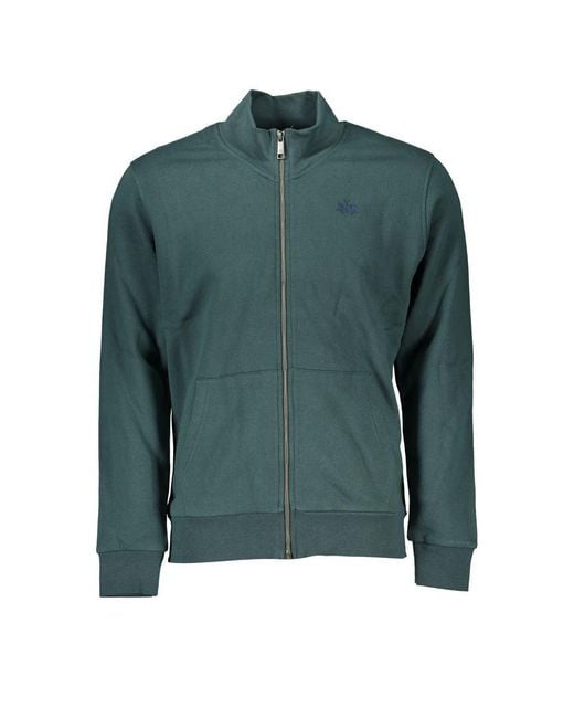 La Martina Green Elegant Fleece Sweatshirt With Embroidery for men