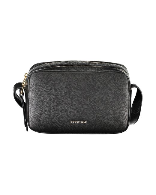 Coccinelle Black Elegant Leather Shoulder Bag With Logo