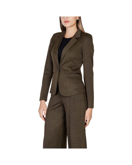 Ichi Brown Green Polyester Suits & Blazer