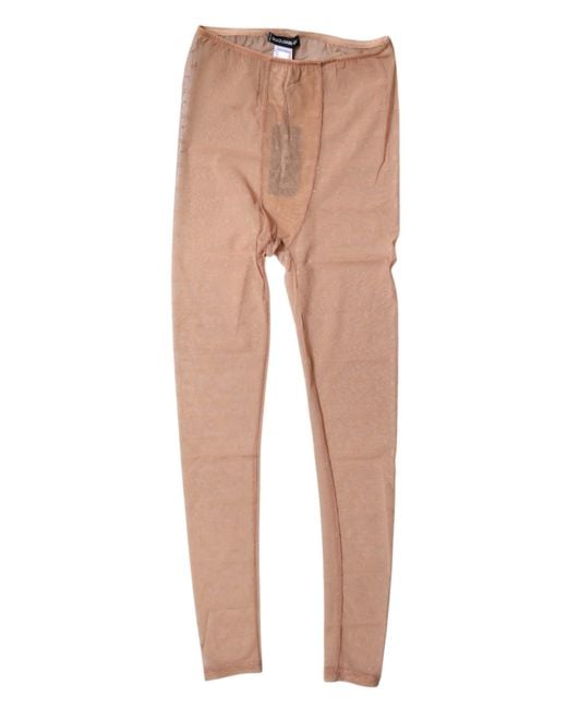 Dolce & Gabbana Beige Logo Lace Lingerie Cropped Tights Underwear