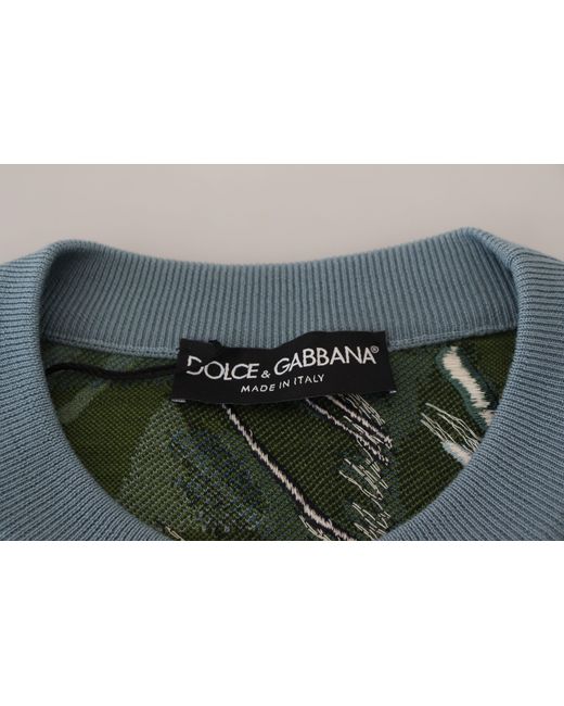 Dolce & Gabbana Black Jungle Embroidered Wool Silk Sweater for men