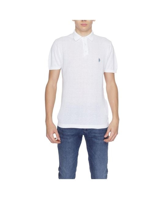 U.S. POLO ASSN. Blue White Cotton Dress Shirt for men