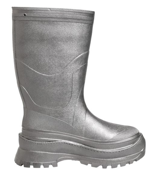 Dolce & Gabbana Gray Metallic Silver Pull On Rain Boots Shoes for men