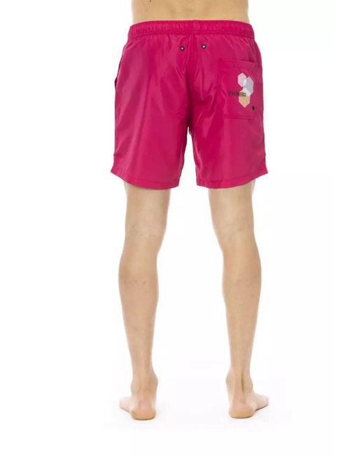 Bikkembergs Pink Fuchsia Swim Shorts With Side Print Detail for men
