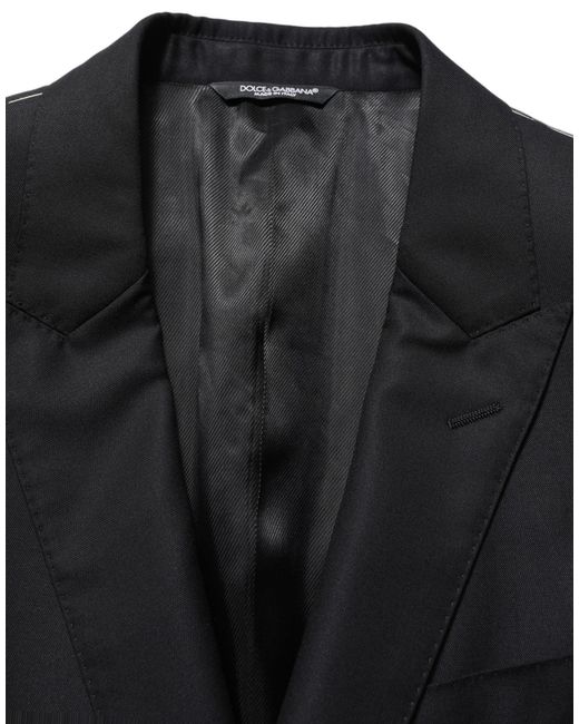 Dolce & Gabbana Black Dark Blue Wool Single Breasted Men Blazer Jacket for men
