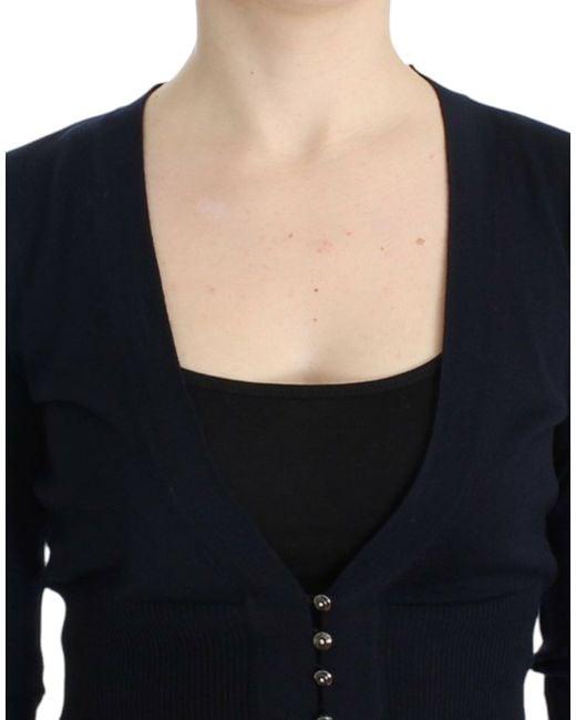 Roberto Cavalli Black Elegant Cropped Virgin Wool Cardigan