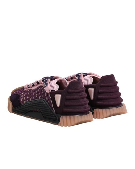 Dolce & Gabbana Purple Multicolor Logo Low Top Ns1 Sneakers Shoes