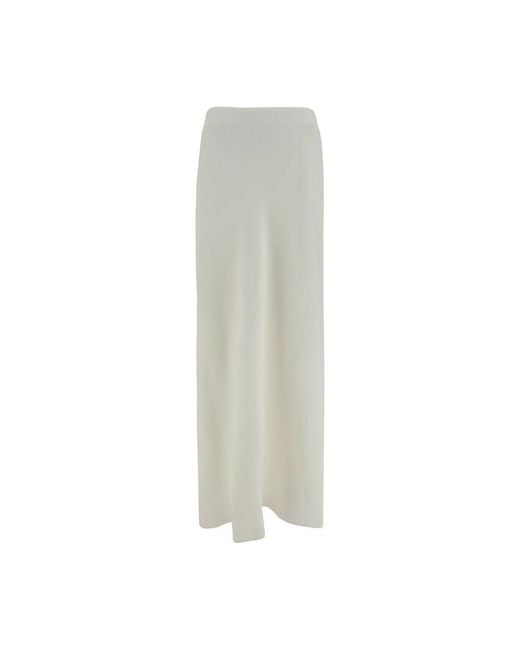 Brunello Cucinelli White Viscose Long Skirt