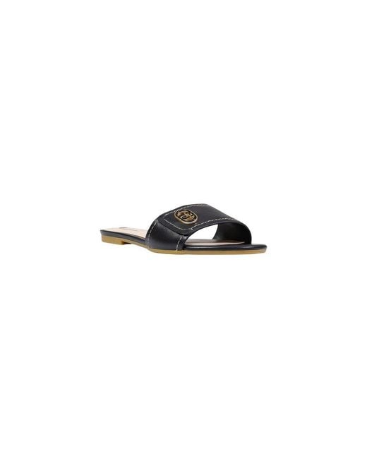 Liu Jo Multicolor Black Leather Flat Sandals