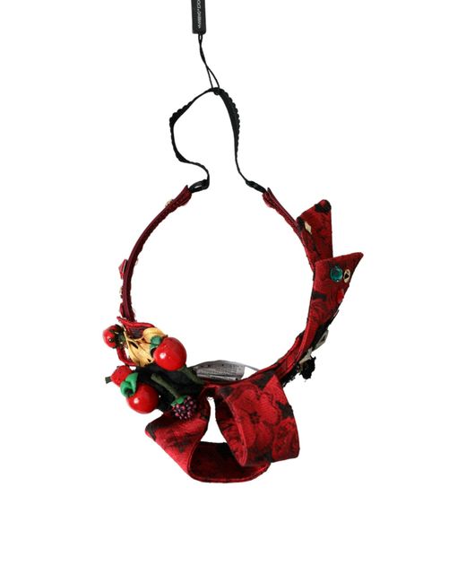 Dolce & Gabbana Red Cherry Sicily Embellished Hairband Diadem