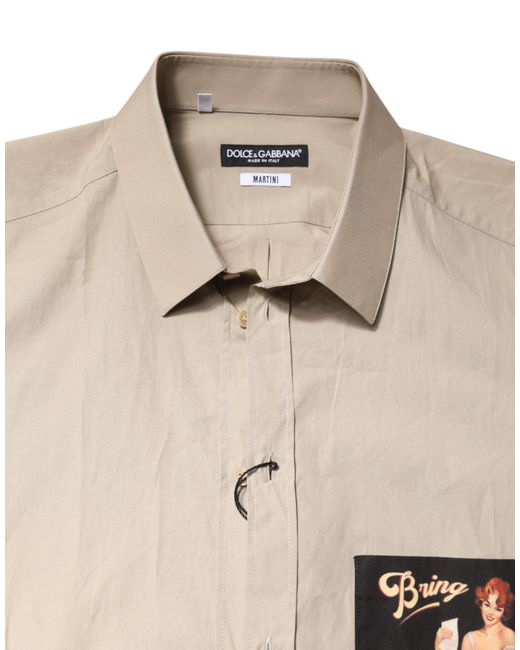 Dolce & Gabbana Natural Pin Up Print Martini Casual Shirt for men