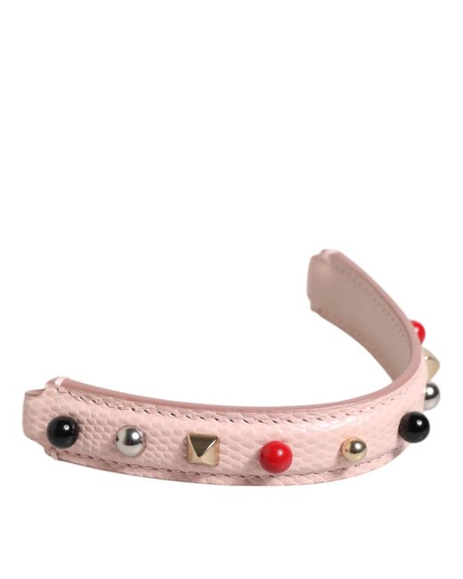 Dolce & Gabbana Light Pink Embellished Leather Bag Handle Shoulder Strap